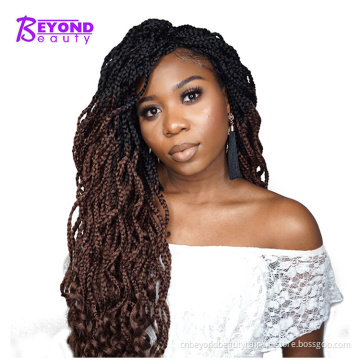 New Long Wavy Crochet Box Braids Hair Ombre Blonde Black Grey Red colors Curly Box Braids Crochet Hair Synthetic Braiding Hair